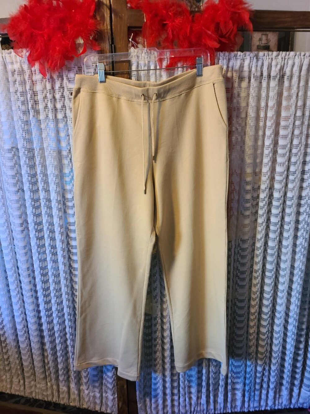 Lauren Ralph Lauren Sweatpants Joggers Lounge Pants Tan SZ Large Drawstring